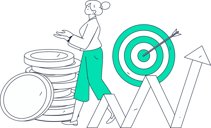 Employee achieves business target  Illustration