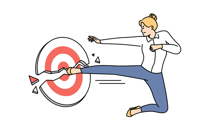 Employee achieves her business target  Illustration