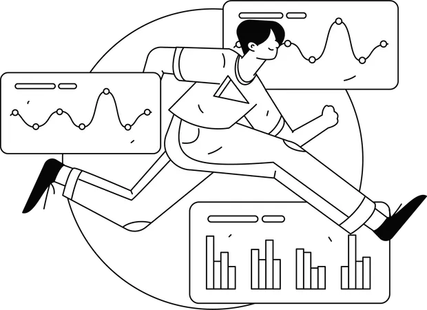 Employee achieving business presentation on time  Illustration