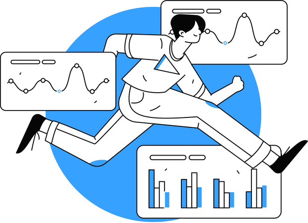 Employee achieving business presentation on time  Illustration