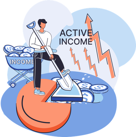 Employee achieving target of active income  Illustration