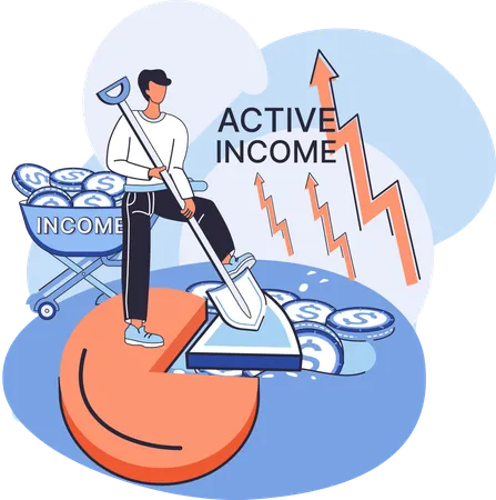 Employee achieving target of active income  Illustration