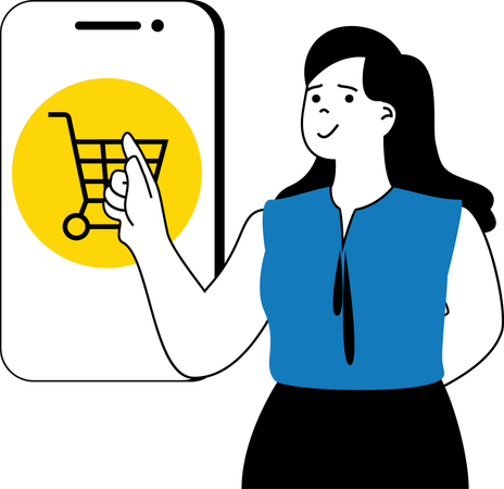 Employee add items in shopping cart  Illustration