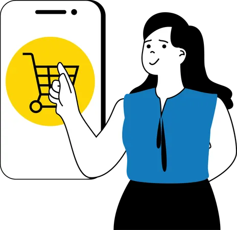 Employee add items in shopping cart  Illustration