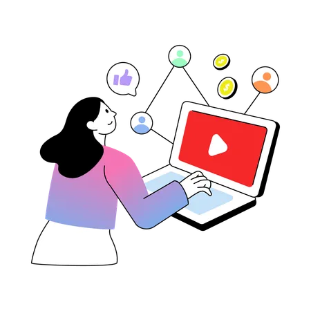 Employee advertises her products on Video  Illustration