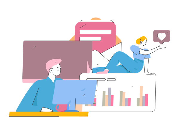 Employee analysing business data  Illustration