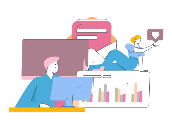 Employee analysing business data  Illustration