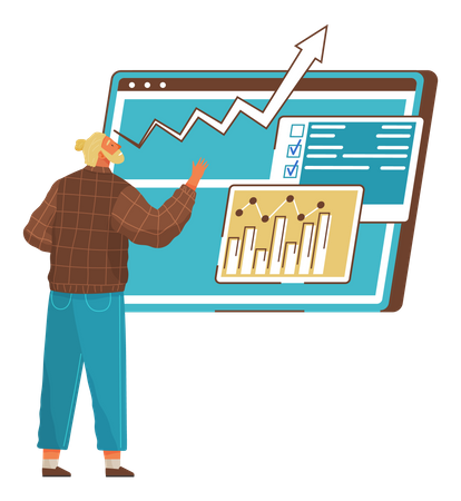 Employee analyze growth graph  Illustration