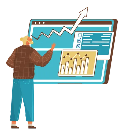 Employee analyze growth graph  Illustration