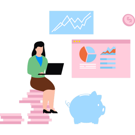 Employee analyzes graphical data  Illustration