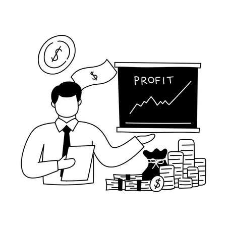 Employee analyzes profit growth  Illustration
