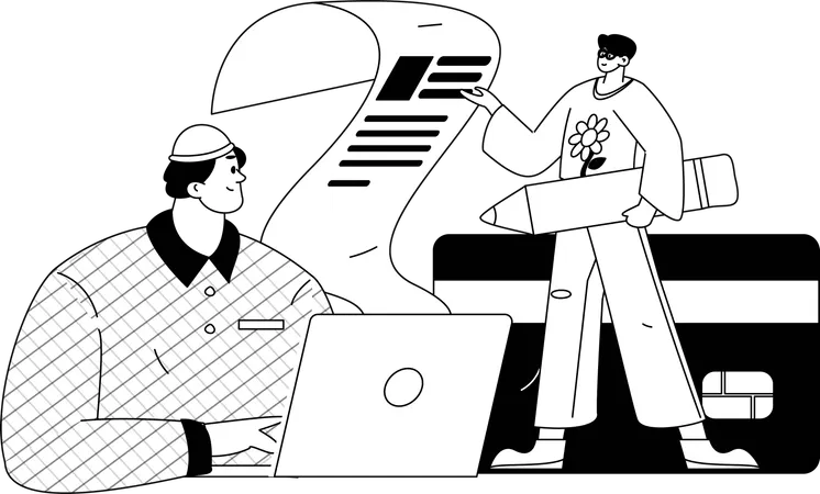 Employee analyzes user input form  Illustration