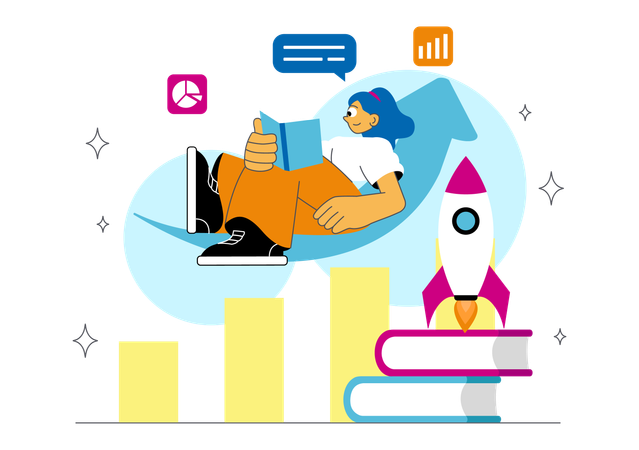 Employee analyzing analytics graph  Illustration
