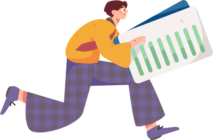 Employee analyzing business data  Illustration