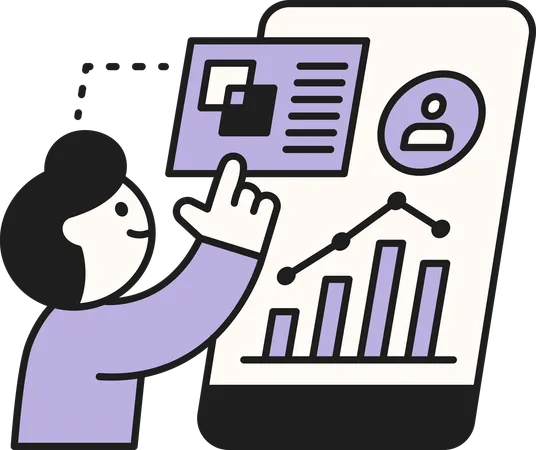 Employee analyzing business data in presentation  Illustration