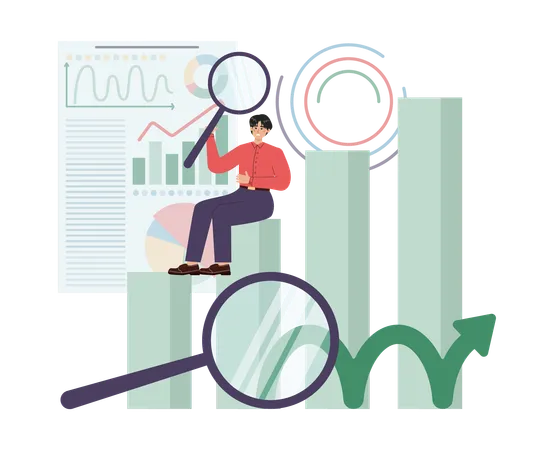 Employee analyzing business graphs  Illustration