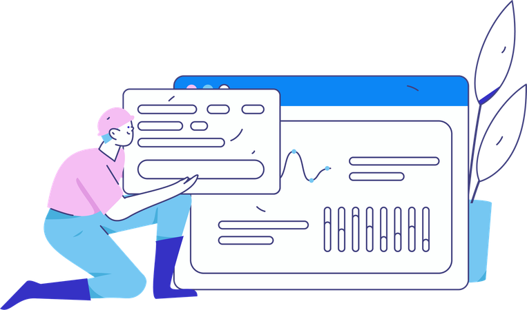 Employee analyzing company performance  Illustration