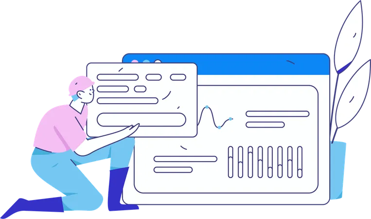 Employee analyzing company performance  Illustration