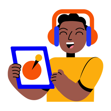 Employee Analyzing data with help of robot  Illustration