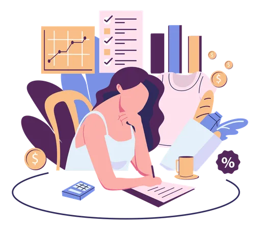 Employee Analyzing Financial Document  Illustration