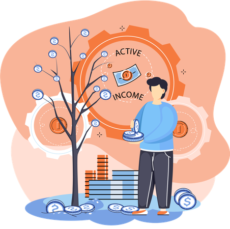 Employee analyzing money growth strategies  Illustration