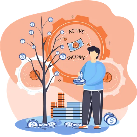 Employee analyzing money growth strategies  Illustration