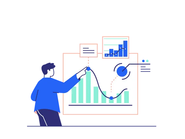 Employee Analyzing sales Growth Illustration