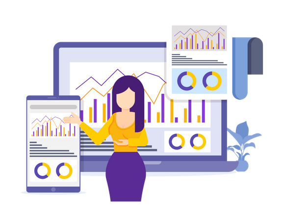 Employee analyzing Search Improvement  Illustration