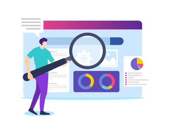 Employee analyzing Search Improvement  Illustration