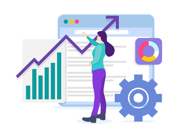 Employee analyzing Search Improvement  Illustration