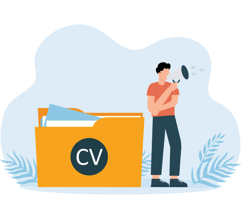 Employee announcing CV Folder  Illustration