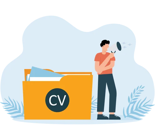 Employee announcing CV Folder  Illustration