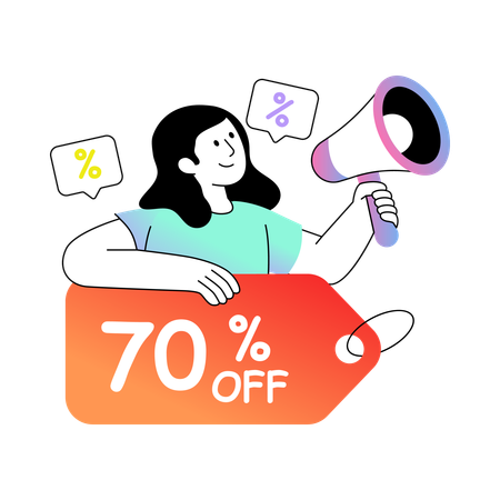 Employee announcing Discount Offer  Illustration