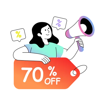 Employee announcing Discount Offer  Illustration