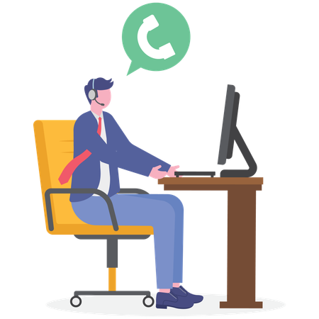 Employee answering customer call Illustration
