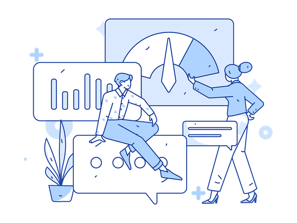 Employee are reviewing performance meter  Illustration