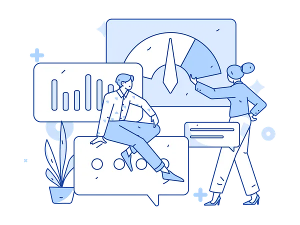 Employee are reviewing performance meter  Illustration