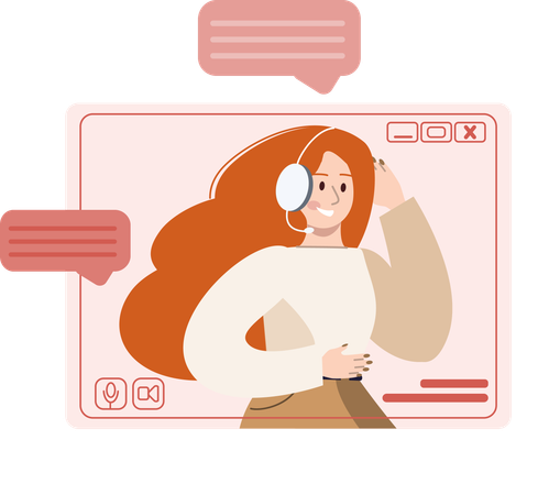 Employee attends online call  Illustration
