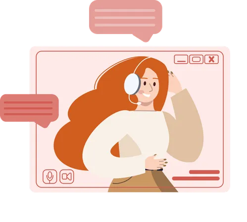 Employee attends online call  Illustration