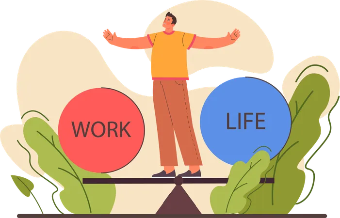 Employee balance between work and life  Illustration