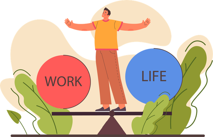 Employee balance between work and life  Illustration