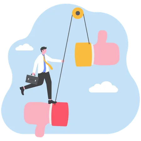 Employee balances negative and positive feedback  Illustration