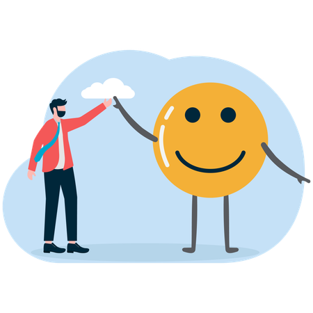 Employee being happy working in company  Illustration