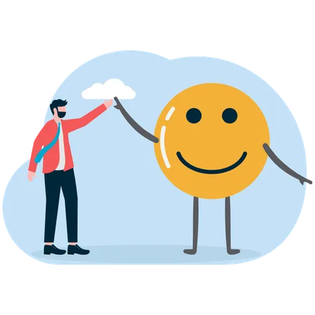 Employee being happy working in company  Illustration