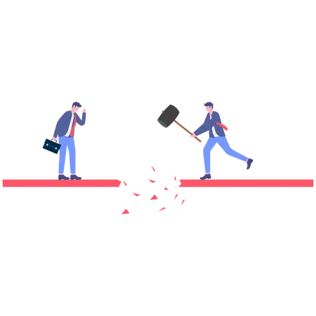 Employee blocks bridge road  Illustration
