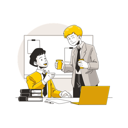 Employee bringing  cup of coffee to their friend  Illustration