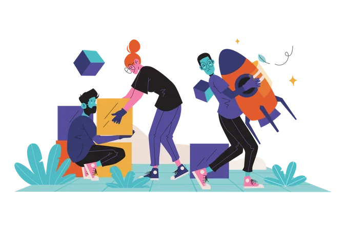 Employee building VR startup Illustration