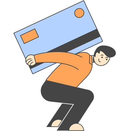 Employee burdened with credit card bill  Illustration