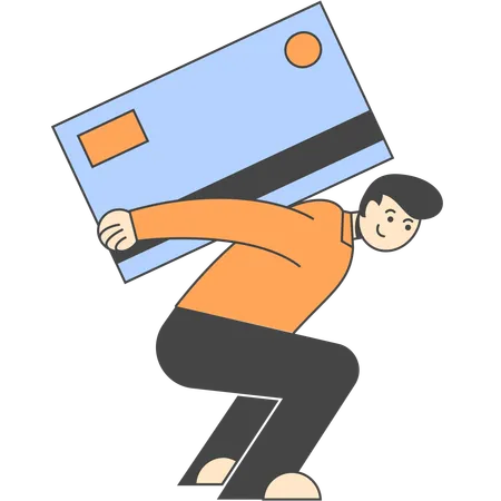 Employee burdened with credit card bill  Illustration