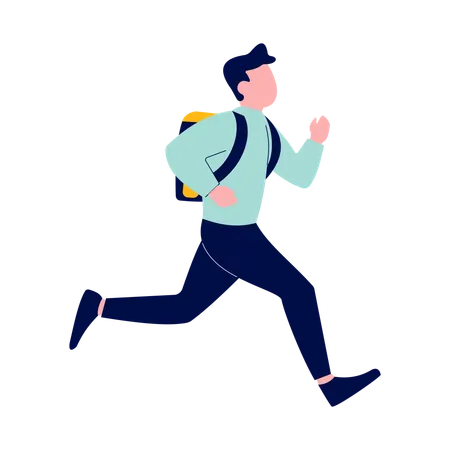 Employee Businessman Man Running Fast Go to Work  Illustration